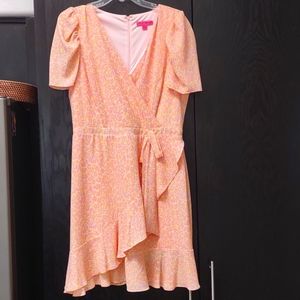 Betsy Johnson Spring melon leopard dress sz 10